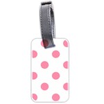 Polka Dots - Flamingo Pink on White Luggage Tag (Two Sides)