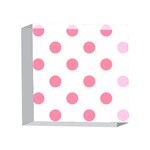 Polka Dots - Flamingo Pink on White 4 x 4  Acrylic Photo Block