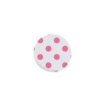 Polka Dots - Flamingo Pink on White 1  Mini Button