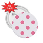 Polka Dots - Flamingo Pink on White 2.25  Button (10 pack)