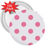 Polka Dots - Flamingo Pink on White 3  Button (100 pack)