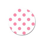 Polka Dots - Flamingo Pink on White Magnet 3  (Round)
