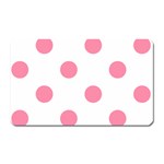 Polka Dots - Flamingo Pink on White Magnet (Rectangular)