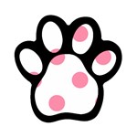 Polka Dots - Flamingo Pink on White Magnet (Paw Print)