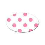 Polka Dots - Flamingo Pink on White Sticker Oval (100 pack)