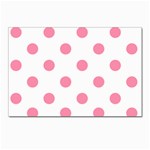 Polka Dots - Flamingo Pink on White Postcard 4  x 6 