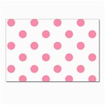 Polka Dots - Flamingo Pink on White Postcard 5  x 7 