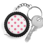 Polka Dots - Flamingo Pink on White Measuring Tape