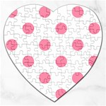 Polka Dots - Flamingo Pink on White Jigsaw Puzzle (Heart)