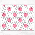 Polka Dots - Flamingo Pink on White Jigsaw Puzzle (Rectangular)
