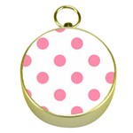 Polka Dots - Flamingo Pink on White Gold Compass