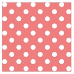 Polka Dots - White on Coral Pink Large Satin Scarf (Square)
