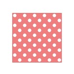 Polka Dots - White on Coral Pink Satin Bandana Scarf