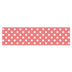 Polka Dots - White on Coral Pink Satin Scarf (Oblong)