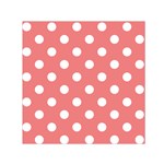 Polka Dots - White on Coral Pink Small Satin Scarf  (Square)