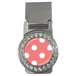 Polka Dots - White on Coral Pink Money Clip (CZ)