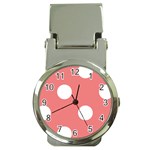 Polka Dots - White on Coral Pink Money Clip Watch