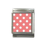 Polka Dots - White on Coral Pink Italian Charm (13mm)