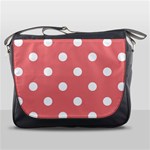 Polka Dots - White on Coral Pink Messenger Bag