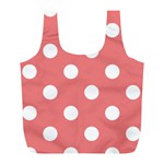 Polka Dots - White on Coral Pink Full Print Recycle Bag (L)