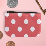 Polka Dots - White on Coral Pink Mini Coin Purse