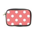 Polka Dots - White on Coral Pink Coin Purse
