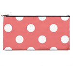 Polka Dots - White on Coral Pink Pencil Case