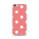Polka Dots - White on Coral Pink Apple iPhone 6/6S Silicone Case (Transparent)