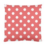 Polka Dots - White on Coral Pink Standard Cushion Case (Two Sides)