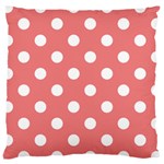 Polka Dots - White on Coral Pink Large Cushion Case (Two Sides)