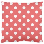 Polka Dots - White on Coral Pink Standard Flano Cushion Case (Two Sides)