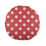 Polka Dots - White on Coral Pink Standard 15  Premium Round Cushion