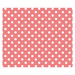 Polka Dots - White on Coral Pink Double Sided Flano Blanket (Small)