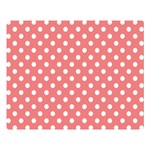 Polka Dots - White on Coral Pink Double Sided Flano Blanket (Large)