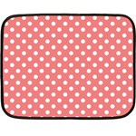 Polka Dots - White on Coral Pink Double Sided Fleece Blanket (Mini)