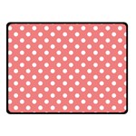 Polka Dots - White on Coral Pink Fleece Blanket (Small) (One Side)