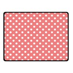 Polka Dots - White on Coral Pink Double Sided Fleece Blanket (Small) (Two Sides)