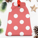 Polka Dots - White on Coral Pink Bell Ornament (Two Sides)