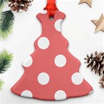Polka Dots - White on Coral Pink Ornament (Christmas Tree)
