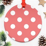 Polka Dots - White on Coral Pink Ornament (Round)