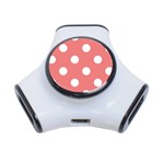 Polka Dots - White on Coral Pink Portable USB Hub (One Side)
