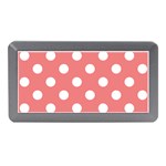 Polka Dots - White on Coral Pink Memory Card Reader (Mini)
