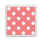 Polka Dots - White on Coral Pink Memory Card Reader with Storage (Square)