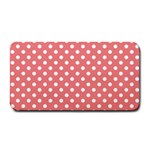 Polka Dots - White on Coral Pink Medium Bar Mat