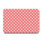 Polka Dots - White on Coral Pink Small Doormat