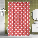 Polka Dots - White on Coral Pink Shower Curtain 48  x 72  (Small)