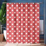 Polka Dots - White on Coral Pink Shower Curtain 60  x 72  (Medium)