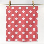 Polka Dots - White on Coral Pink Face Towel