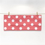 Polka Dots - White on Coral Pink Hand Towel