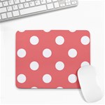 Polka Dots - White on Coral Pink Small Mousepad